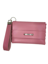 Load image into Gallery viewer, Pink clutch bag with a strap on a white background