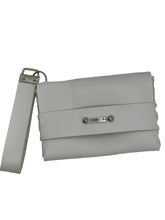 Load image into Gallery viewer, Gray clutch bag with a strap on a white background