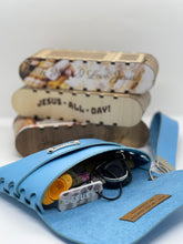 Load image into Gallery viewer, Peace - Women's Light Blue Clutch Purse (Strap Closure)