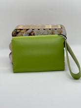 Load image into Gallery viewer, Green clutch bag with a strap on a white background