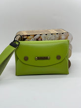 Load image into Gallery viewer, Green leather wallet with a strap on a white background