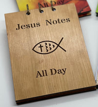 Load image into Gallery viewer, Jesus Notes & Jesus Cross - Half Size Wooden Journal