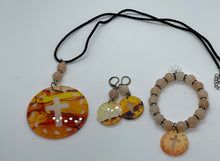 Load image into Gallery viewer, Glass Beaded Jewelry Sets - With Round Cross Engraved Charm
